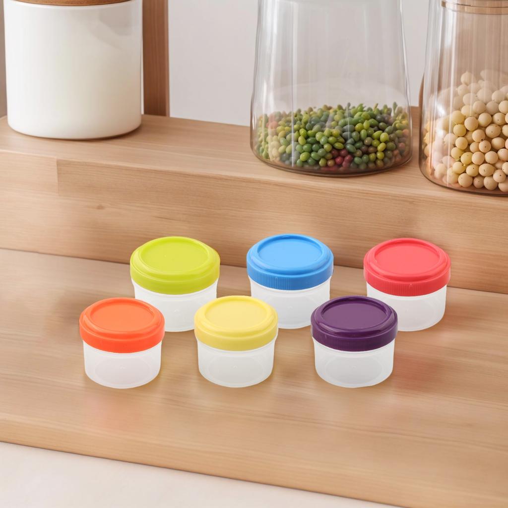 Set of 6 Small Sauce Containers with Lids for Condiments and Dressings