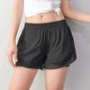 Women's Sports Shorts, Anti-Exposure, Quick-Dry, Loose Fit, Casual, Plus Size, Yoga, Fitness, Summer, Black, Short Shorts