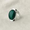 Green Malachite Signet Ring: 925 Solid Sterling Silver, Oval Gemstone Statement Ring
