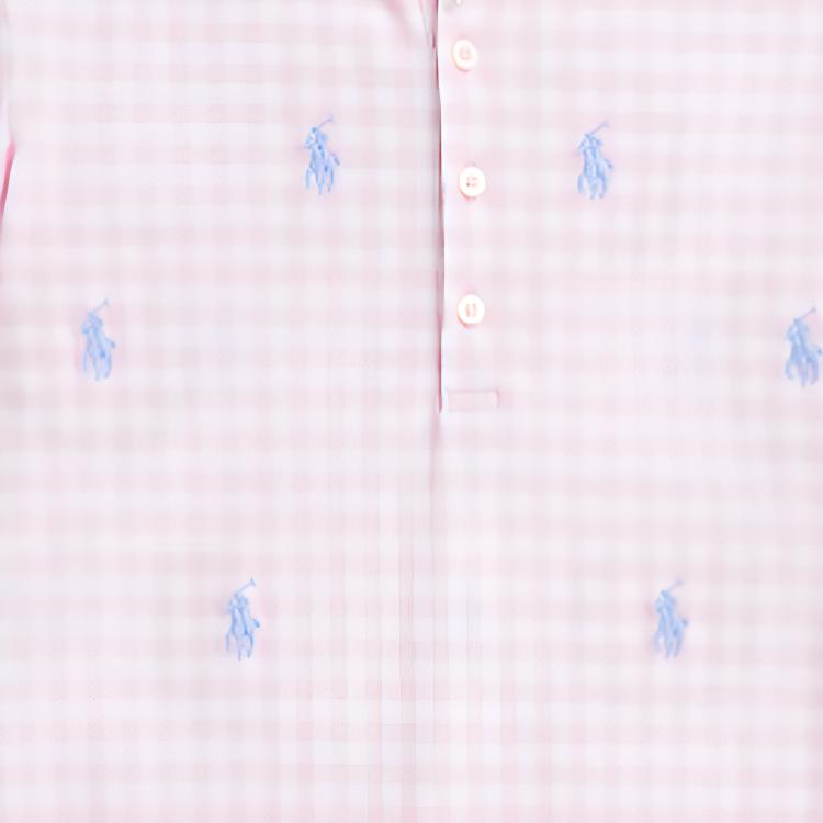 Polo Ralph Lauren SS24 Logo Embroidered Plaid Straight Cut Split Short Sleeve Dress Kids dresses Light-Pink CWPODRSG3D20826-650