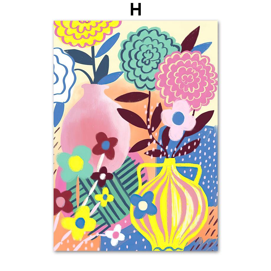 Wall Art Prints Canvas Painting Bohemia Colorful Vintage Abstract Girl Botanical Nordic Poster Decor Pictures For Living Room