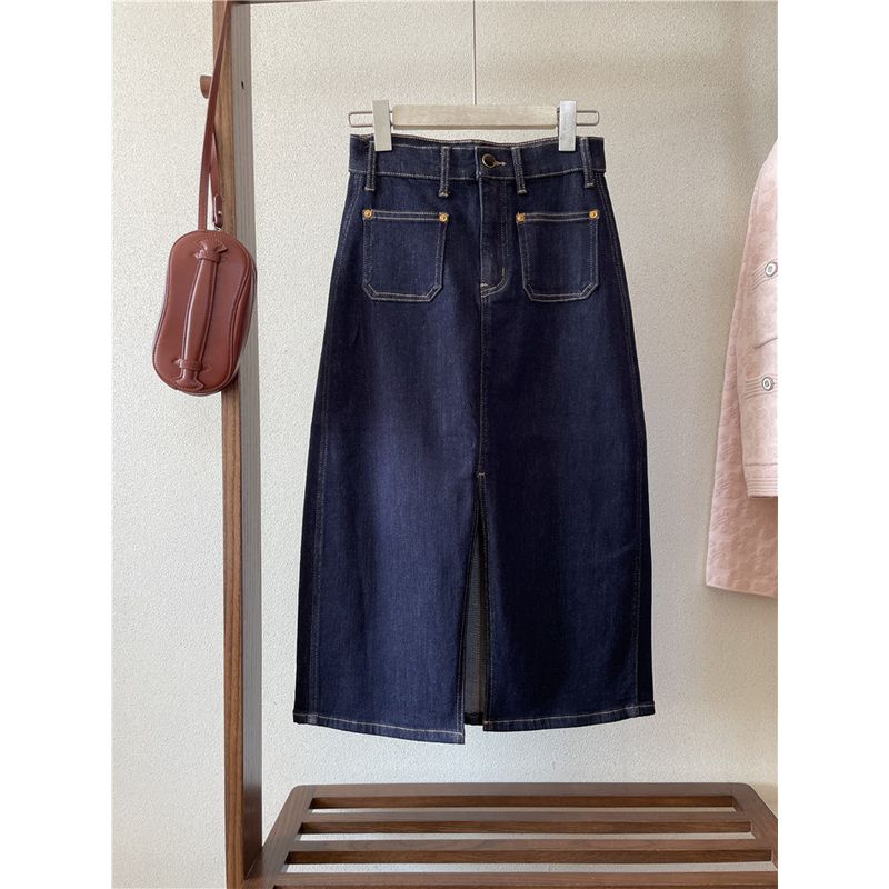 

Джинсовая юбка Wang Fried Fancy с двойными карманами и разрезом спереди Dark Blue 28