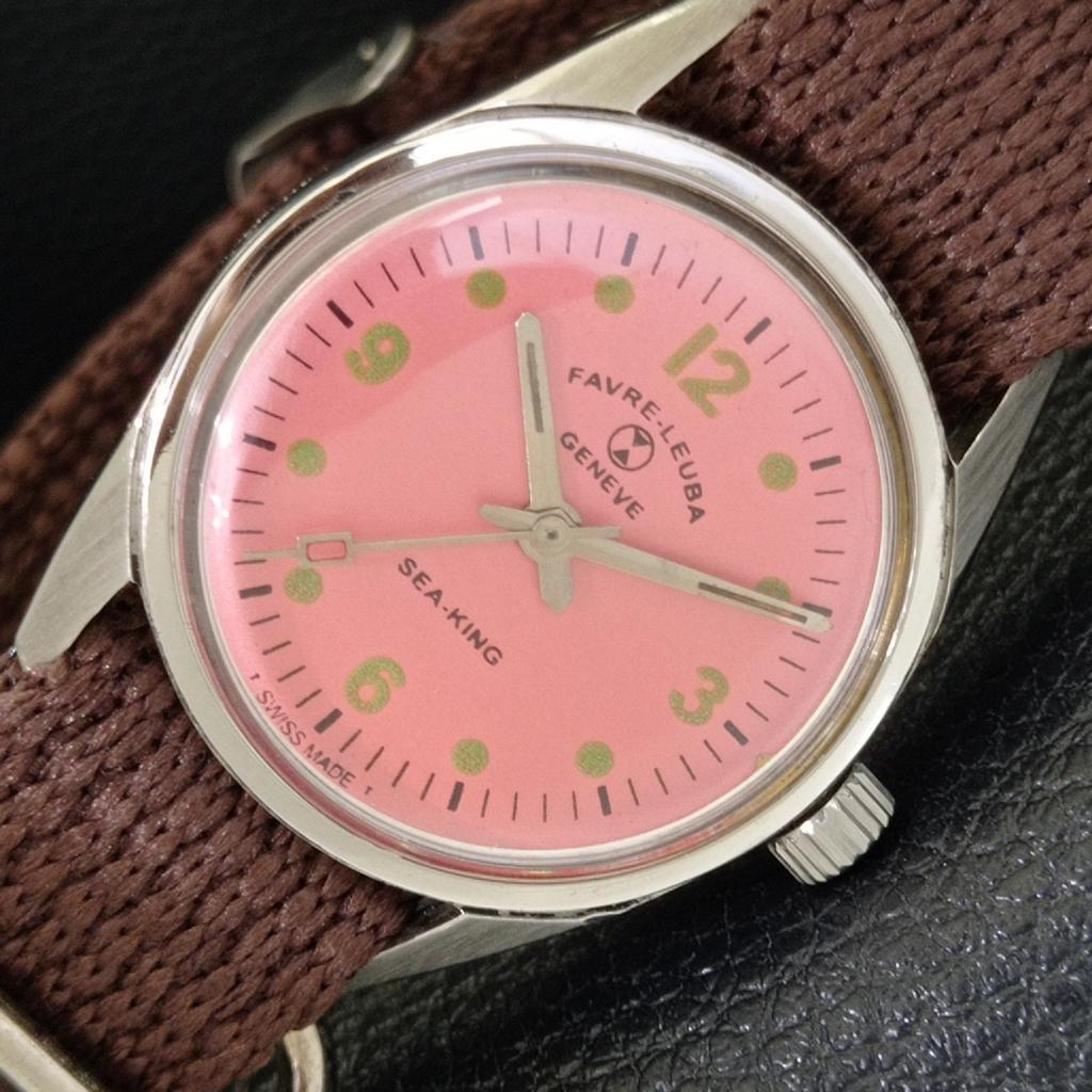 

FAVRE LEUBA SEA KING VINTAGE 111 HAND-WINDING SWISS MENS PINK WATCH a702004-5 R208-a702004