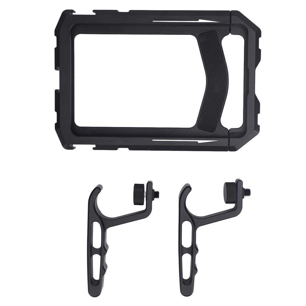 Phone Cage Aluminum Alloy 14inch Screw Port Cold Shoe Interface for ARRI Port with 2 Handles