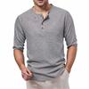 Spring Autumn Waffle Henley T-Shirt Men Basic Breathable Men's Long Sleeve Tops Tees Casual Solid Color Button T Shirts