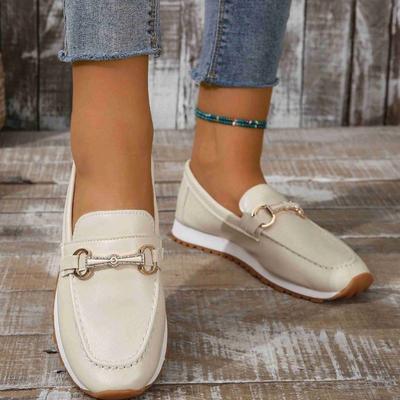 Autumn New Doudou Shoes Women's Soft Sole One-pedal Lazy Shoes Single Shoes Metal Buckle Large Size Shoes