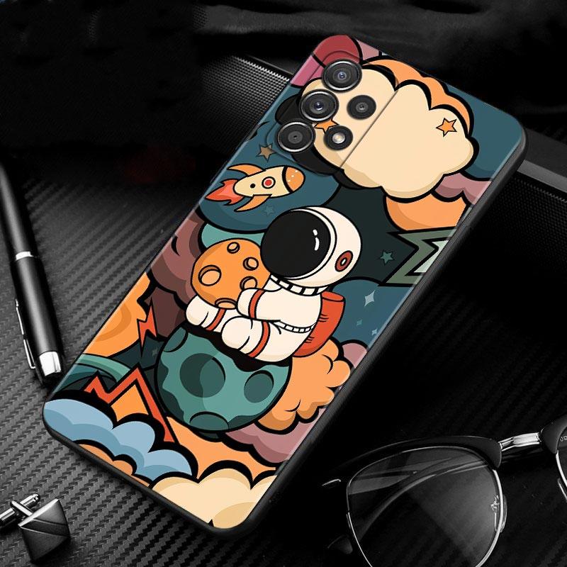Niedliche Cartoon-Astronauten-Hülle für Samsung Galaxy A51 A71 A01 A11 A21 A21s A31 A41 A72 A52 A42 A32 A22 A12 A02 A02s F42 Handyhülle