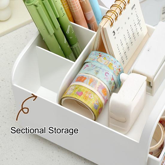 2-Drawer Desktop Organizer Student Stationery Organizer Space-Saving Storage Box with Open Compartments for Office School Desk Storage