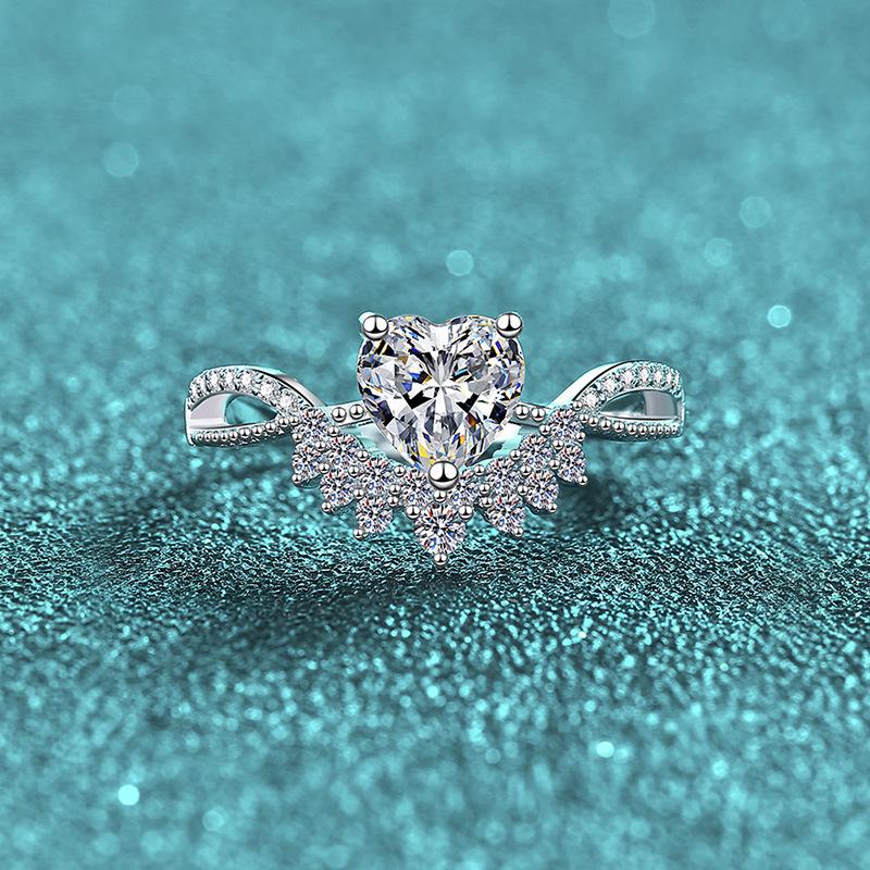 

Кольцо Yin Baichuan из стерлингового серебра S925 с муассанитом в форме сердца для женщин - Элегантный кружевной дизайн, идеально подходит для фестивалей и особых случаев Size 15