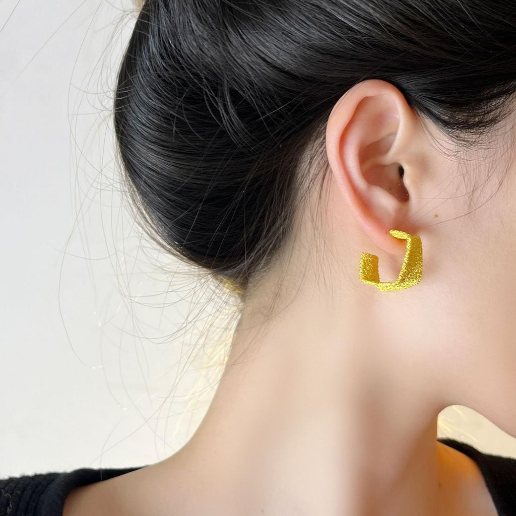 New 925 Silver Hoop Earrings Clip Matte Circle Geometric Punk For Women Girl Gift Jewelry