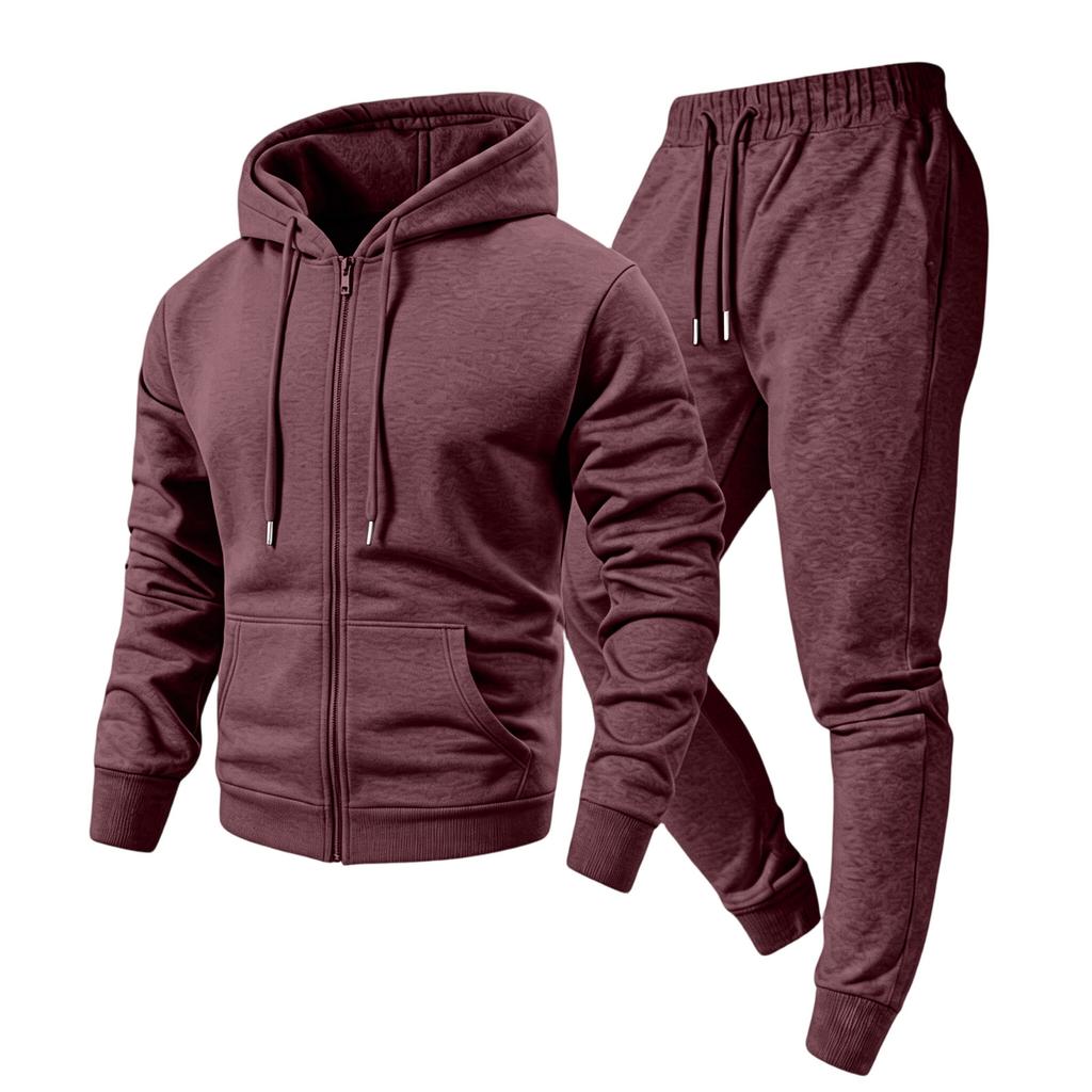 Men's 2 Piece Hoodie Jacket and Cargo Pants Set Casual Athletic Track Suit with Elastic Waist Multi-Pocket Jogger Pants
