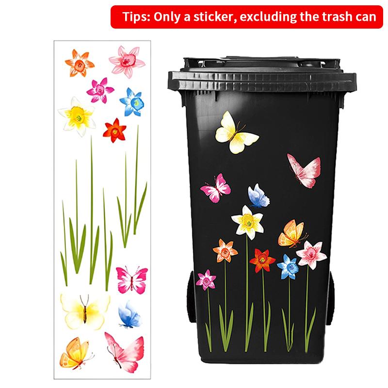 

Квіткові наліпки на смітник Маргаритка Лілія Колесо Наліпка на смітник Самоклеючі ПВХ наклейки Водонепроникна декоративна наклейка Декор стін A4