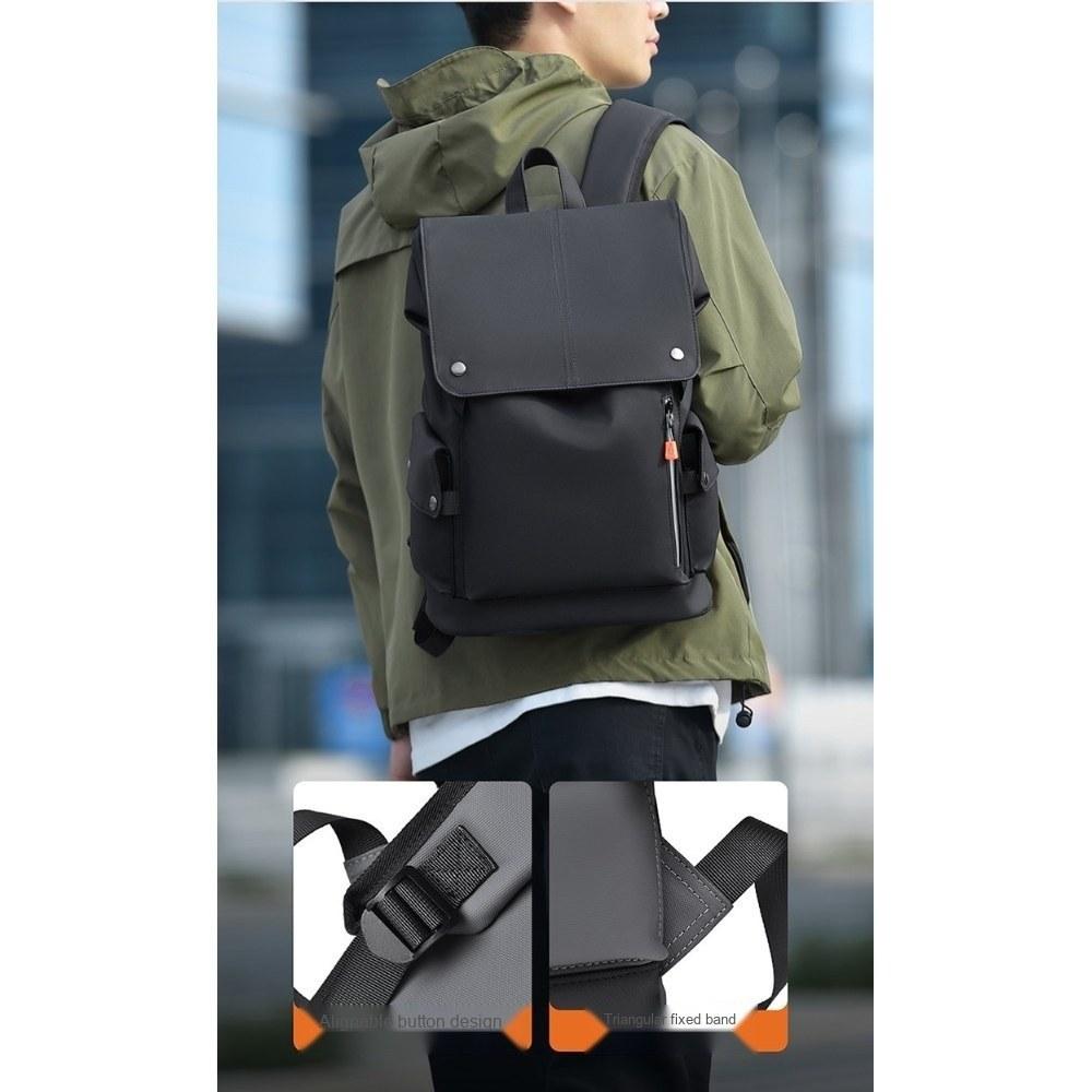 Men Large Capacity Flap PU Backpack with Multiple Pockets for Daily Commute and Travel