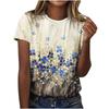 2026 New Summer Temperament Women's Sunrise Printed Women's T-shirt Round Neck Short Sleeve Street Casual Daily Basic Tops