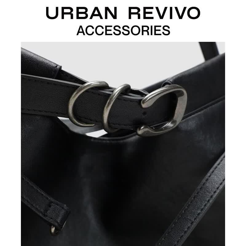URBAN REVIVO Buckle Strap Charm Shoulder Bag