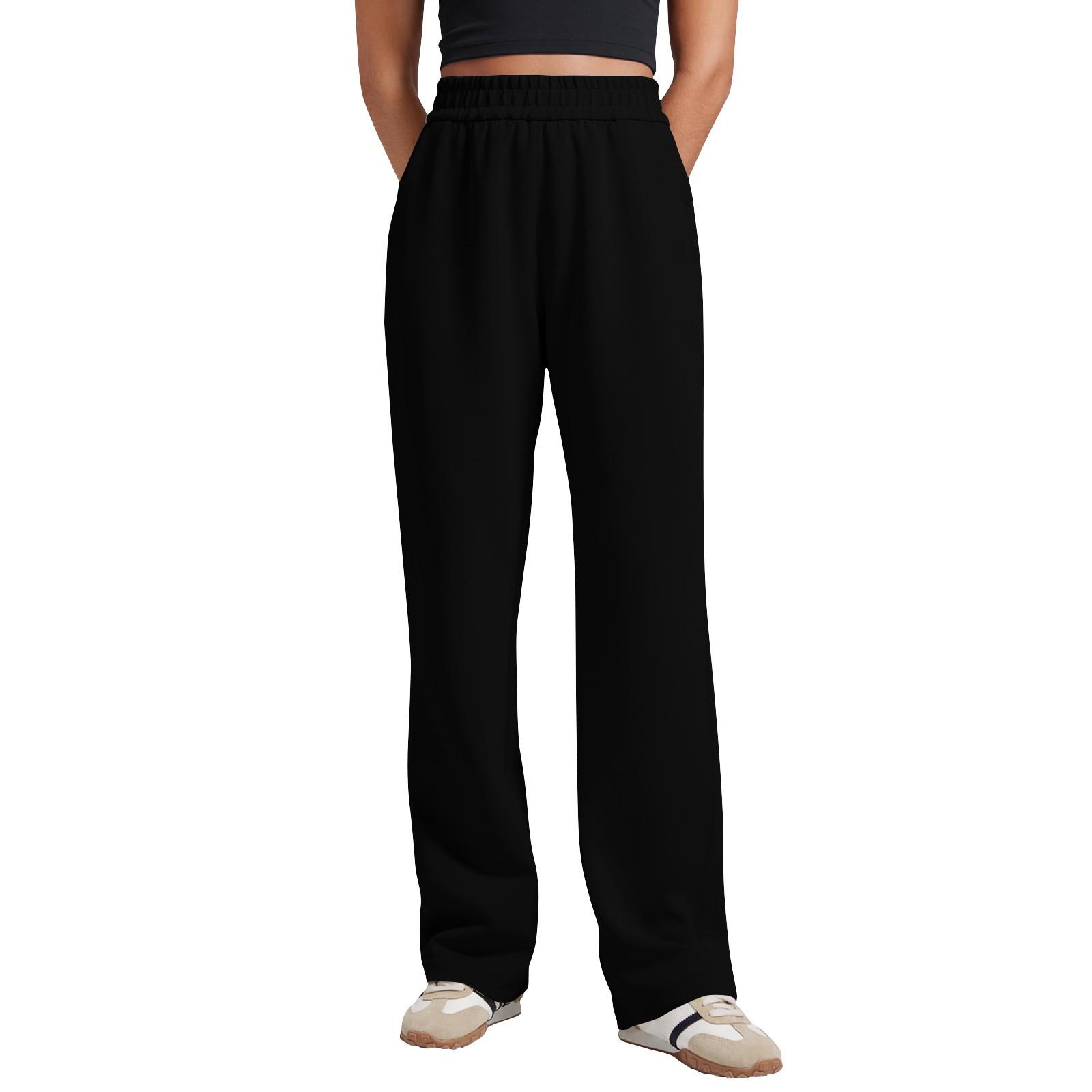 

Women s Fashion Straight Casual Hundred Vintage Draped Sweat Casual Pants With Pockets M чёрный