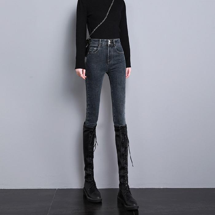 High-waisted Small Foot Jeans Women Spring and Autumn Tight Slim Elastic Pants Denim Jeans Pencil Pants