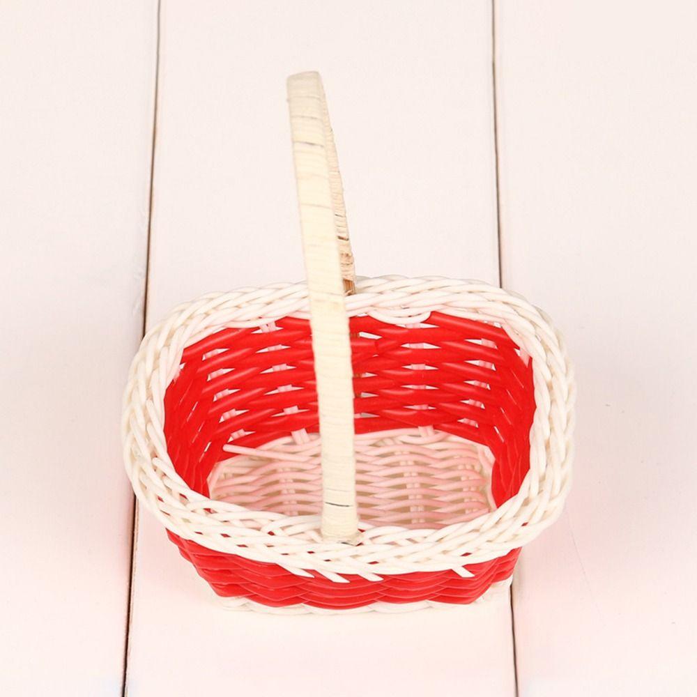 Beautiful Hand Made Flower Storage Basket Rattan Woven With Handle Wicker Flower Basket Round/Heart Shape Storage Baskets