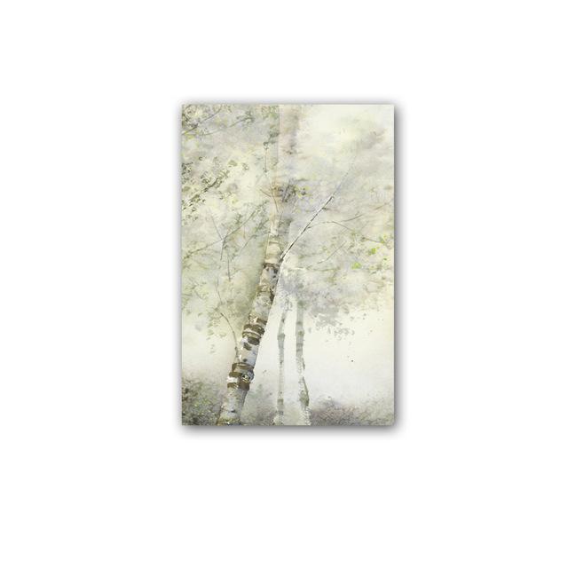 Abstract Watercolor Yellowing Forest Trees Poster and Prints Wall Art Canvas Painting Nordic Pictures for Modern Home Decoration