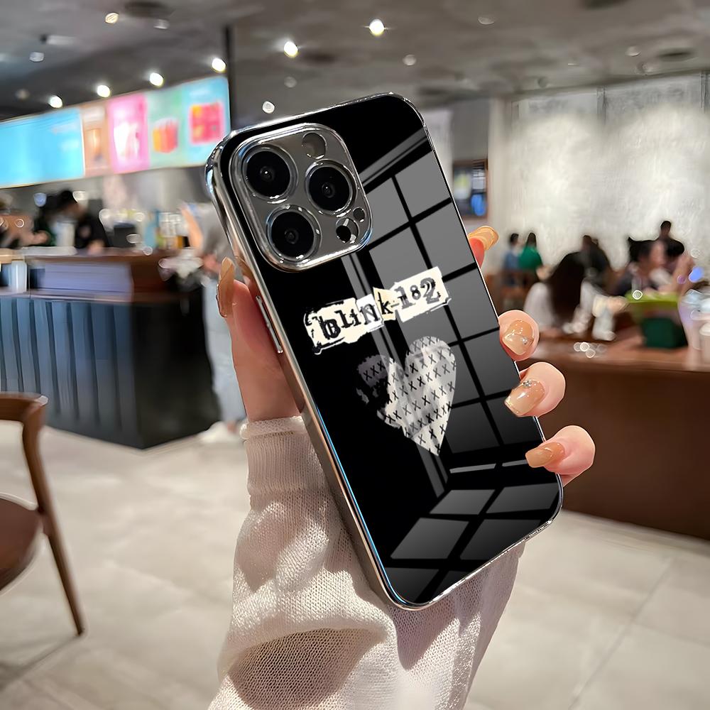 Band BLINK-182 Phone Case For IPhone 17 Pro Max 15 Pro 16 14 Plus 12 13 Mini 11 Pro Shockproof Electroplated Glass Cover