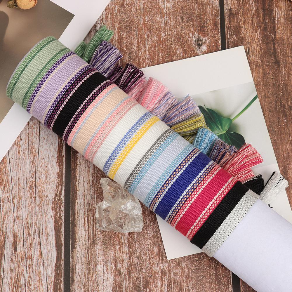 Handmade Bohemian Embroidered Logo Tassel Bracelet - Ethnic Style Friendship Band