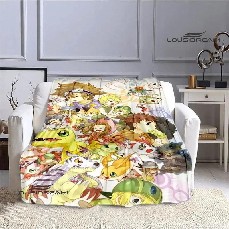Coperta stampata cartone animato Digimon Coperta in flanella Coperta calda coperta da picnic Coperta da casa da viaggio fodere per letto Regalo di compleanno