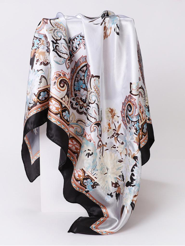 Supply 91CM large square scarf women's ethnic style red cashew nut pattern printed scarf women's headscarf silk scarf