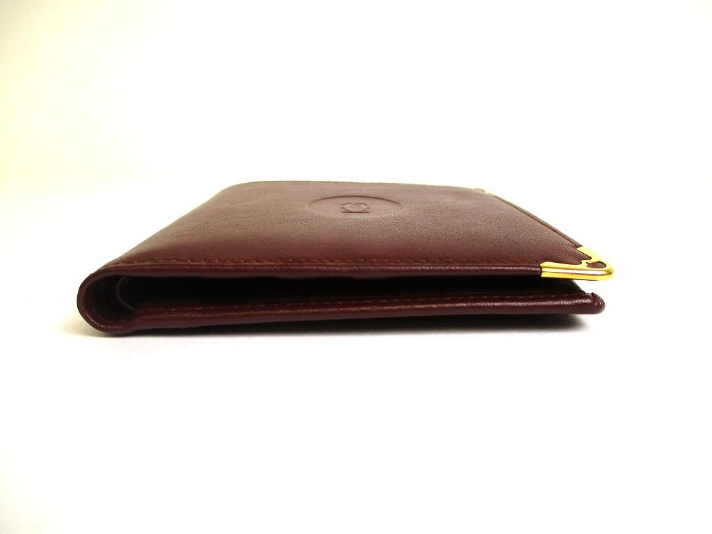 Authentic Cartier Must de Cartier Bordeaux Leather Bifold Wallet Purse #a853  Refurbished