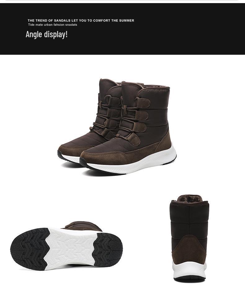 High-Top Snow Boots with Thick Soles and Lace-Up Design - Plus Velvet Insulation for Extra Warmth In Winter.