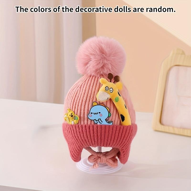 

Winter Hats - Soft Stretchy Knit Ear Flap Beanies with Cute Cartoon Animals, Lightweight Warm Unisex Hats for &Christmas Gift розовый