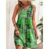 Damen Minikleid ärmellos 3D-Blumendruck Streetwear-Kleid Übergröße Retro Freizeitkleid