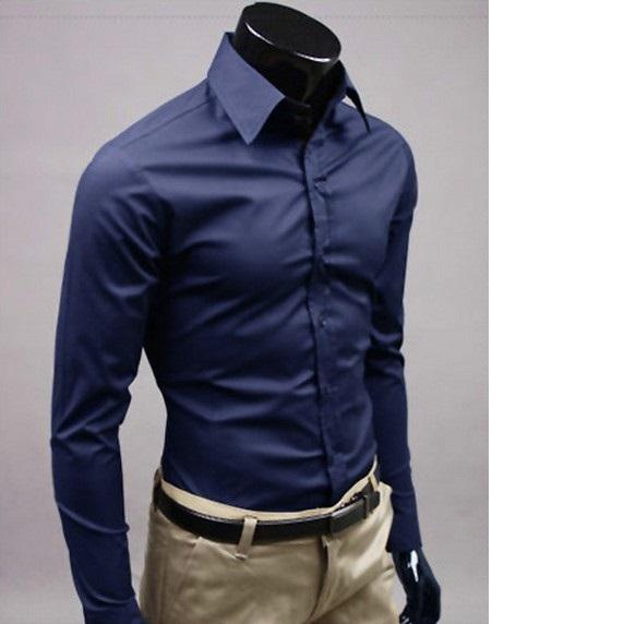 Men's Shirt Casual Men's Fashion Solid Color Long Sleeve Shirt