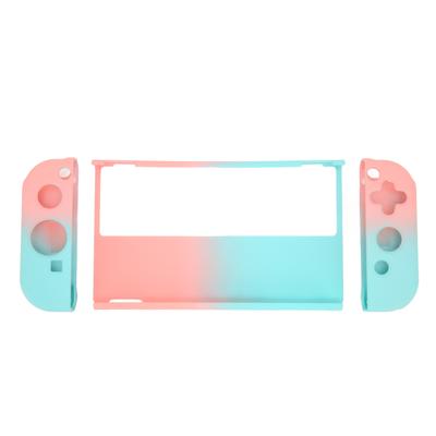 Game Console Cover Case Gradient Ergonomic Grip Game Console Silicone Protective Case for Switch OLED Blue Pink