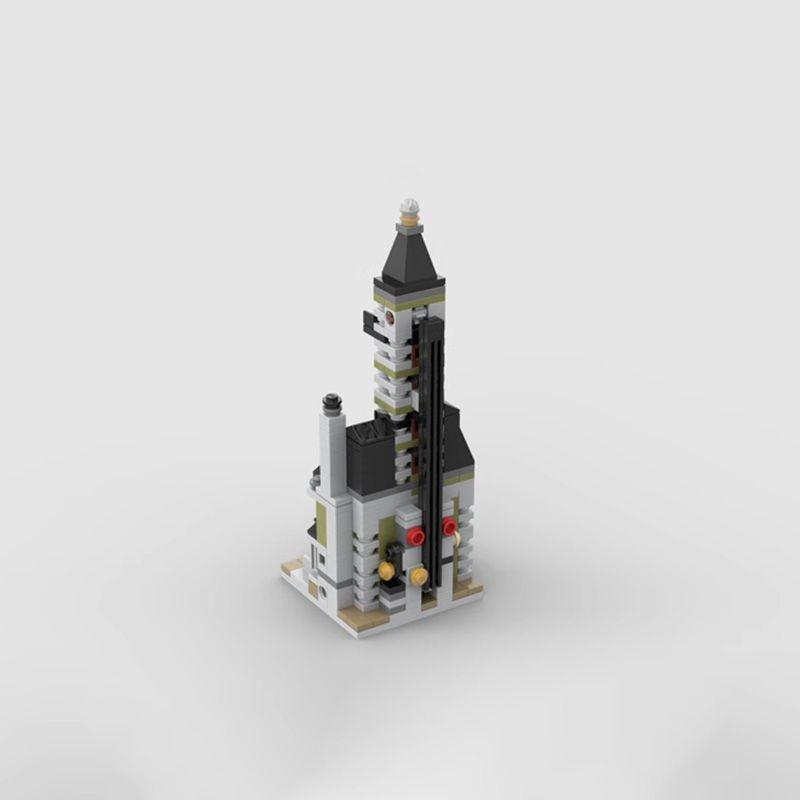 MOC-107172 Mini Building Street View Compatible Building Blocks Playground Haunted House Puzzle Assembly Building Model Toy
