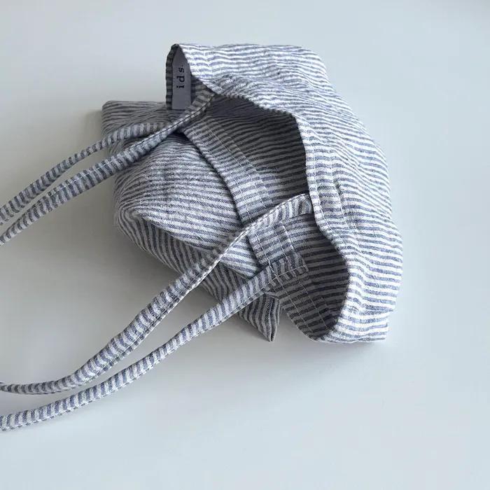 Blue striped linen mini bag