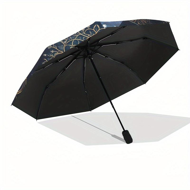 Verzauberter Baum des Lebens Mandala Regenschirm, Tragbarer 3-Fach-Regenschirm für Damen & Herren, Weihnachtsgeschenk ES251
