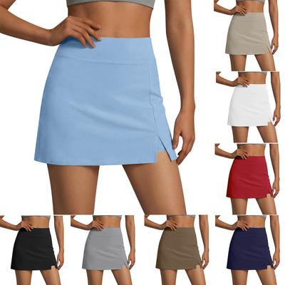 Women's Fsummer Fashion Color Side Slit Casual Versatile Sports Skirt Pants Yoga Shorts