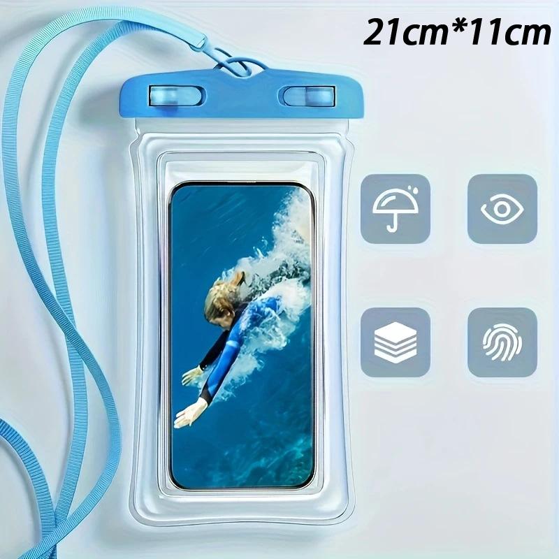 

Floating Waterproof Phone Pouch with Lanyard, Universal Waterproof Phone Case for Swimming & Beach Activities синій