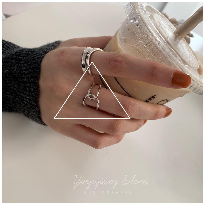 Korean-Style S925 Sterling Silver Ring - Simple, Retro, Trendy Index Finger Ring for Women