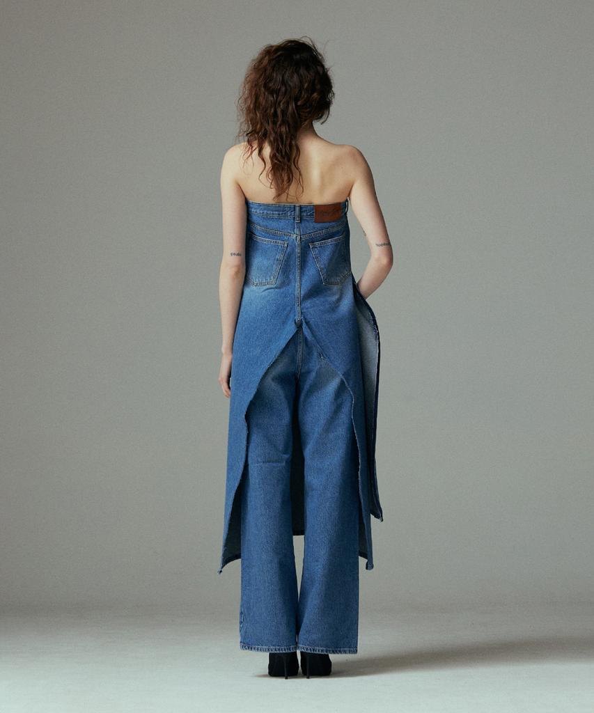 Meuameu Denim Pants Slit Top