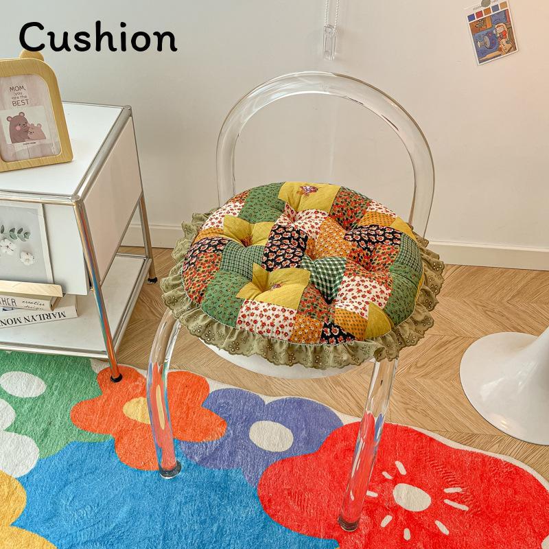 

Bohemian Cotton Linen Lounge Pad With Plant Flower Design For Home And Office SpringDawn