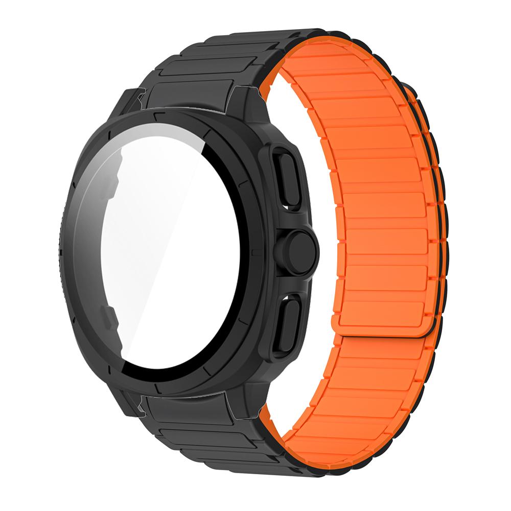 PC Case+Strap Upgrade To Ultra 47mm for Samsung Galaxy Watch 7 40mm 44mm No Gaps Silicone Magnetic Band PC Tempered Glass Screen