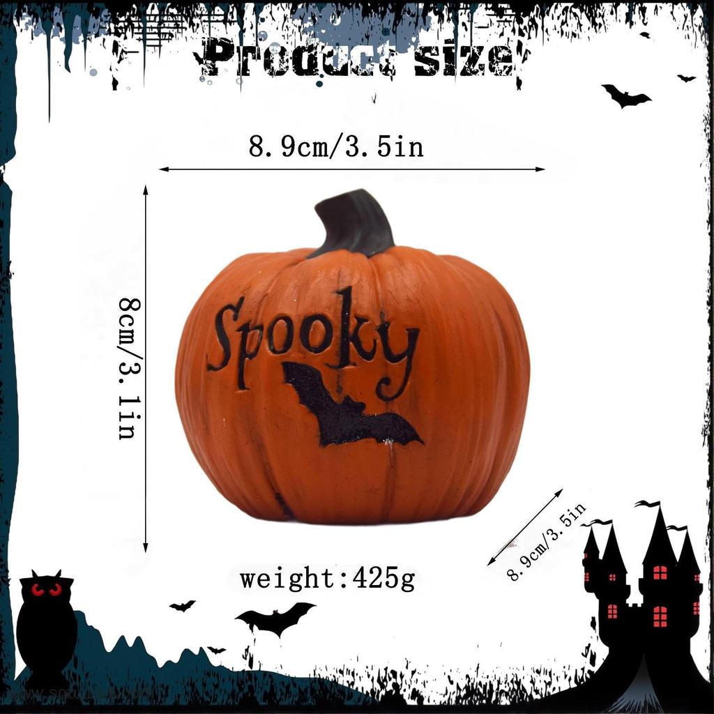 Halloween Pumpkin Statue Decorative Figurine Decoration Art Crafts Desktop Ornament for