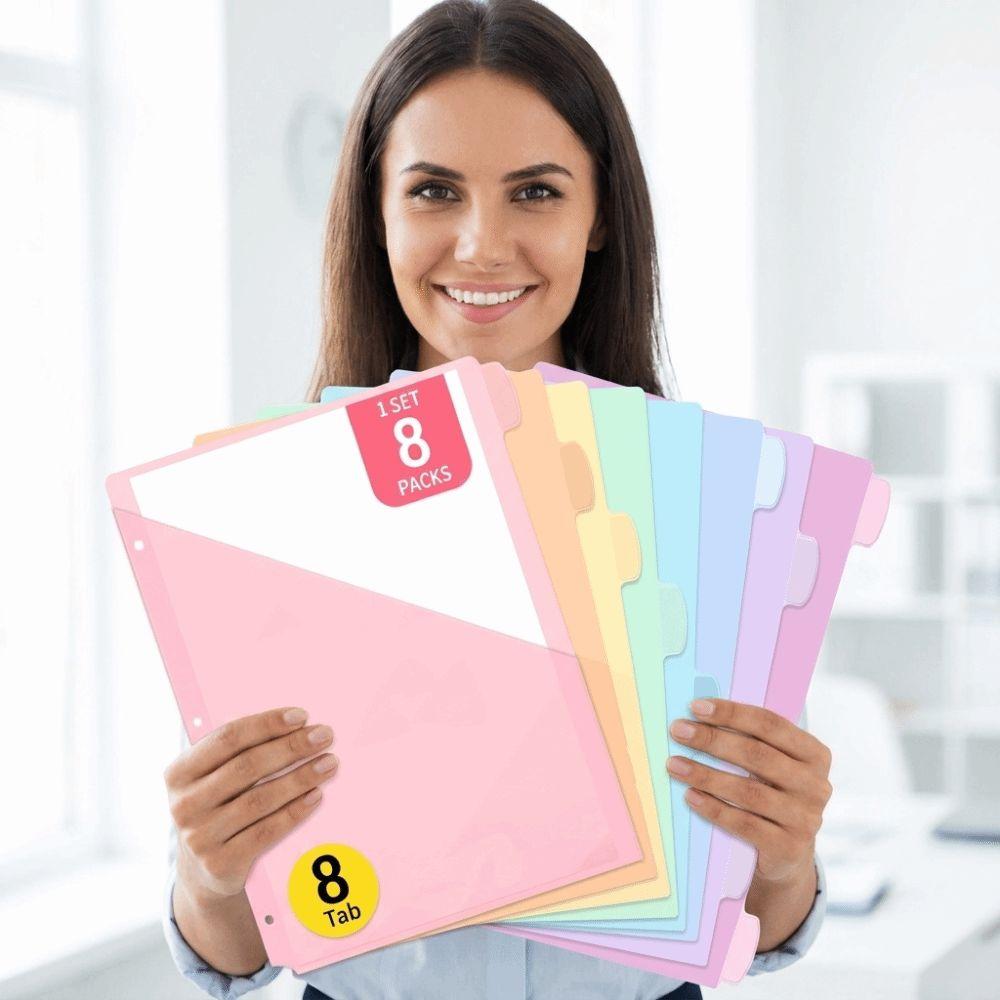Divisores de Carpeta Duraderos Colores Pastel Divisores con Pestañas Organizadores de Archivos de Hojas Sueltas para Oficina