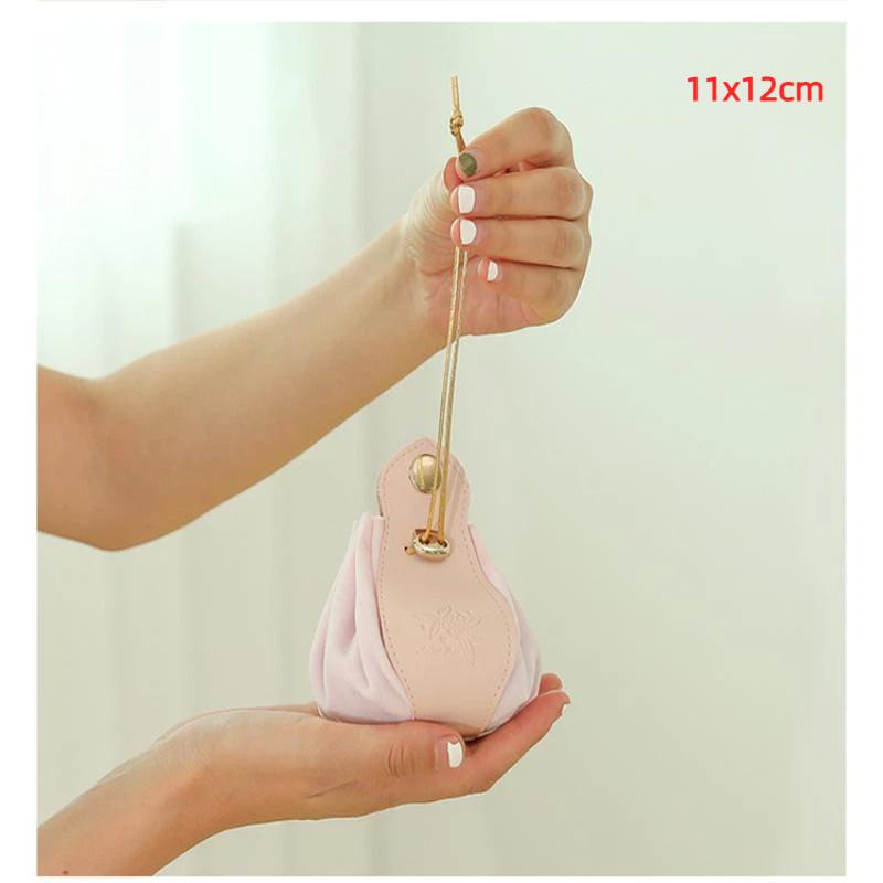 Velvet Drawstring Bag Embossed Floral Fadeless Pattern Jewelry Storage Pouch for Daily Trinket Candy Holding