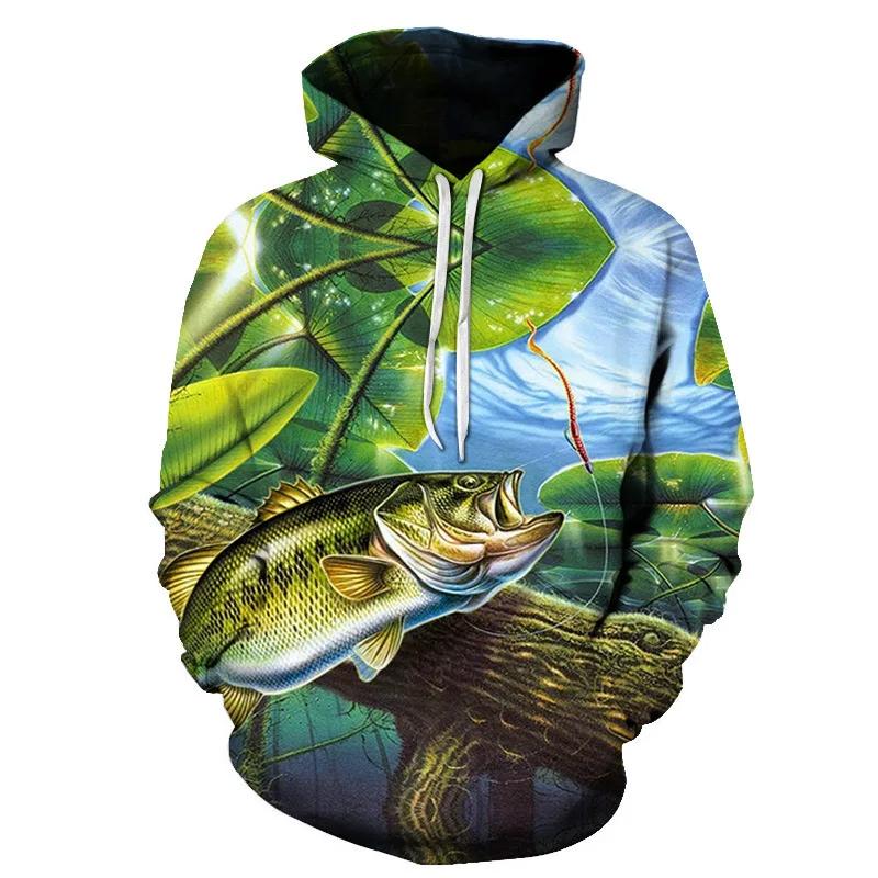 Fashion Fishing 3D Print Hoodie Men Streetwear Hip Hop Hoodies Pullover Hooded Sweatshirts