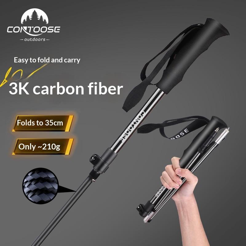Maßgeschneiderte 3K Carbon Trekkingstöcke Faltbar Rutschfest Wanderstöcke Multifunktionale Wanderausrüstung Dropshipping