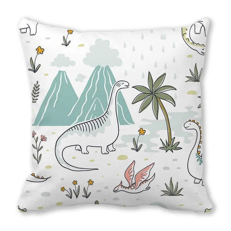 Büro Sofa Auto Kissenbezug Luxus Heimdekoration Kissenbezug Niedlicher Cartoon Kleiner Dinosaurier Tiermuster