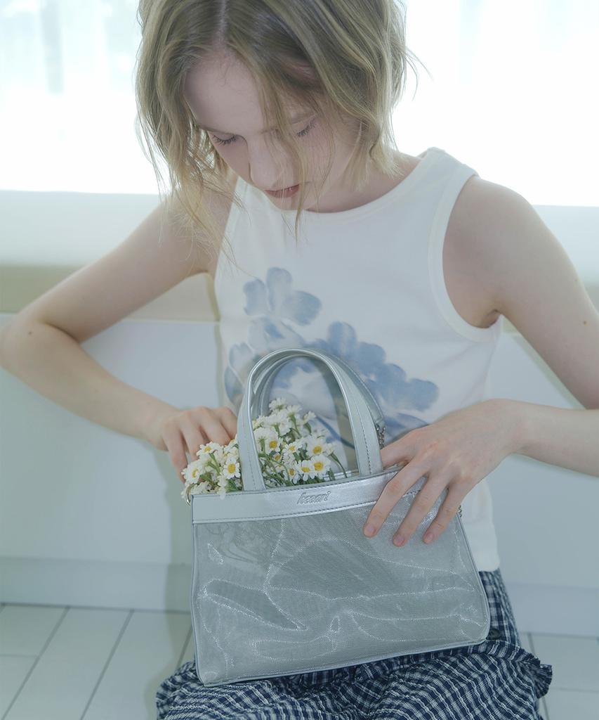 Heeari Marie Mesh Crossbody Tote Bag_Silver