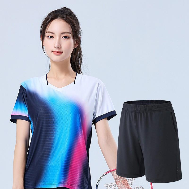 Quick-Dry Breathable Badminton Sport Set Men Women Training Outfit With Abstract Print